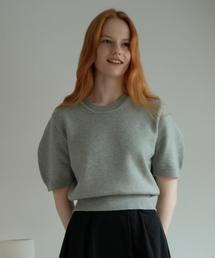 Balloon Sleeve Half Knit (Gray)