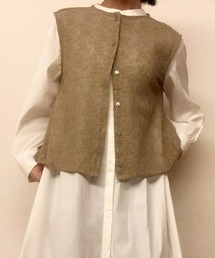 ラッセルレース 刺繍入ベスト オーガニックコットン入