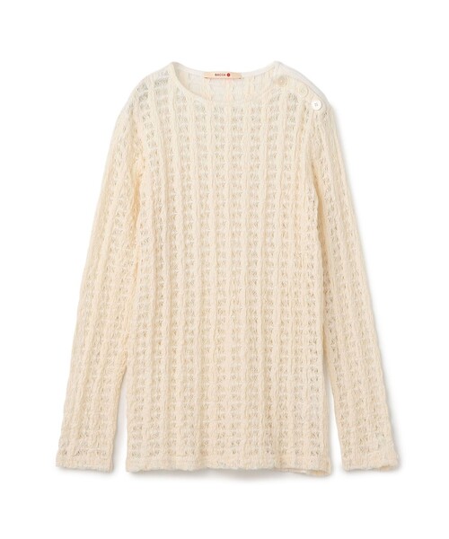BACCA(バッカ)の「ストレッチレース ロングスリーブプルオーバー(Tシャツ/カットソー・レディース・ホワイト・S)」の1枚目の写真
