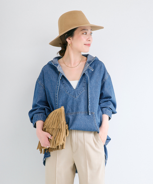B.C STOCK(ベーセーストック)の「ウォッシャブル / DU JOUR / デュ ジュール JEAN MEXICAN PARKA(シャツ/ブラウス・レディース・ブルー系その他・FREE)」の1枚目の写真