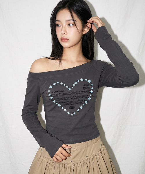 THE GREEN LAB（ザグリーンラボ）の「オフショルダー ステラ ロングスリーブ [チャコールグレー]（Tシャツ/カットソー・レディース・その他・FREE）」の6枚目の写真