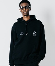 DUAL-CHEST EMBROIDERED PULLOVER SWEAT HOODIE