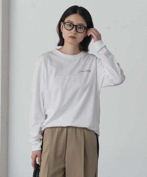 GALLEST(ギャレスト)の「ワンポイントロゴロンT(Tシャツ/カットソー・レディース・ホワイト/スミクロ/ナチュラル・38)」の6枚目の写真