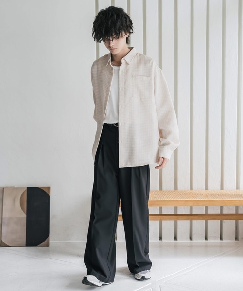 Rocky Monroe(ロッキーモンロー)の「オーバーサイズレギュラーカラーツイードカジュアルシャツ(シャツ/ブラウス・メンズ・グレー/アイボリー/ブラック・M/L)」の7枚目の写真