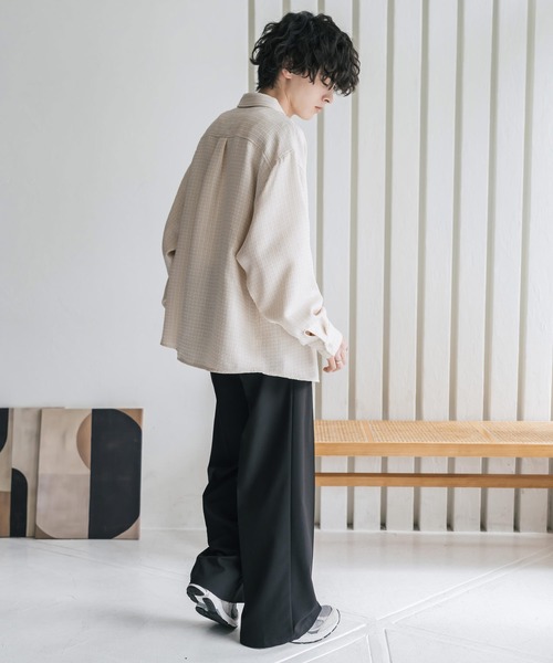Rocky Monroe(ロッキーモンロー)の「オーバーサイズレギュラーカラーツイードカジュアルシャツ(シャツ/ブラウス・メンズ・グレー/アイボリー/ブラック・M/L)」の8枚目の写真