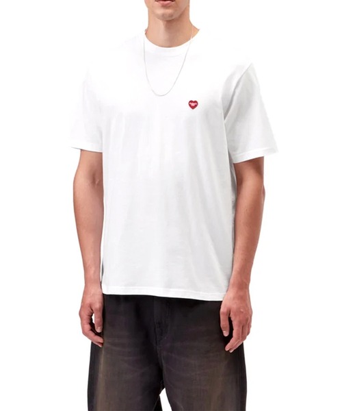 Carhartt WIP(カーハートダブリューアイピー)の「CARHARTT WIP S/S SMALL HEART T-SHIRT(Tシャツ/カットソー・メンズ・ホワイト/ブラック・M)」の1枚目の写真