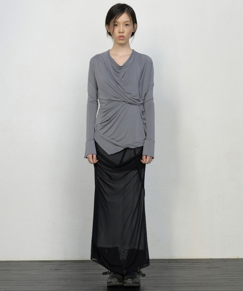 FLAREUP（フレアアップ）の「ミヤ ロングスリーブ (FL-195_Gray)（Tシャツ/カットソー・レディース・グレー・OS）」の2枚目の写真