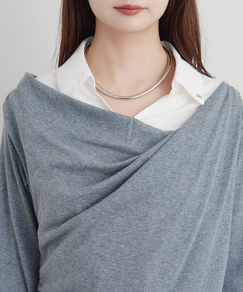 mystic(ミスティック)の「シャツドッキングオフショルカットソー(Tシャツ/カットソー・レディース・グレー/ブラウン・FREE)」の22枚目の写真