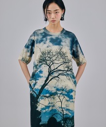 NON TOKYO/ノントーキョー/PRINT RIB HALF SLEEVE ONE-PIECEプリントリブ半袖ワンピース