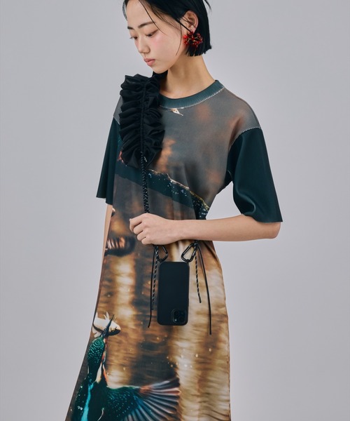 NON TOKYO(ノントーキョー)の「NON TOKYO/ノントーキョー/PRINT RIB HALF SLEEVE ONE-PIECEプリントリブ半袖ワンピース(ワンピース・レディース・その他/その他2/その他1・1/2)」の2枚目の写真
