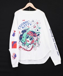 ScoLar（スカラー）の「163715：惑星ガールと宇宙ネコ柄Tシャツ（Tシャツ/カットソー）」