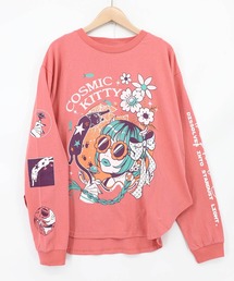 ScoLar（スカラー）の「163715：惑星ガールと宇宙ネコ柄Tシャツ（Tシャツ/カットソー）」