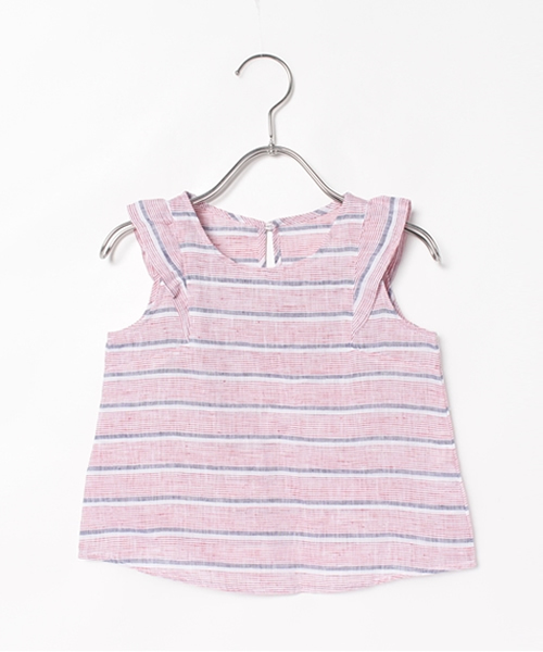 ROPE' PICNIC(ロペピクニック)の「【ROPE' PICNIC KIDS】【FRENCH LINEN】フリルブラウス(シャツ/ブラウス・キッズ・ブラック系その他/クリアレッド・110cm/100cm/120cm)」の1枚目の写真