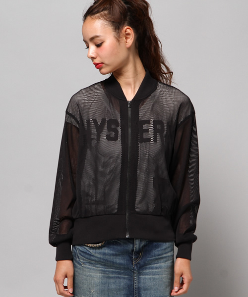 HYSTERIC GLAMOUR メッシュ ジップアップ ブルゾン HYSTERIC GLAMOUR（ヒステリックグラマー）の「GUITER GIRL メッシュJP