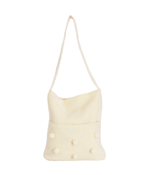 merry jenny（メリージェニー）の「ポンポンニットトート（トートバッグ・レディース・オフホワイト/グレー・FREE）」の2枚目の写真