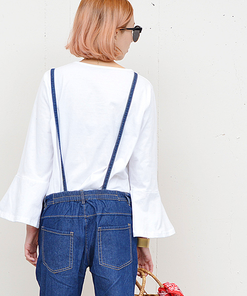 coca(coca)(コカ)の「ボーダー&無地袖フレアカットソー(Tシャツ/カットソー・レディース・ホワイト×ブラック/ホワイト/ブラック×ホワイト/ブラック・ONE SIZE)」の15枚目の写真