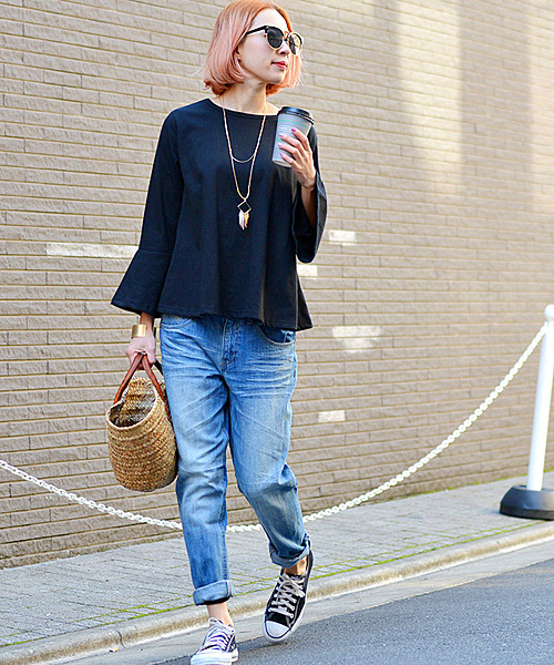 coca(coca)(コカ)の「ボーダー&無地袖フレアカットソー(Tシャツ/カットソー・レディース・ホワイト×ブラック/ホワイト/ブラック×ホワイト/ブラック・ONE SIZE)」の22枚目の写真