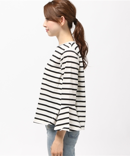 coca(coca)(コカ)の「ボーダー&無地袖フレアカットソー(Tシャツ/カットソー・レディース・ホワイト×ブラック/ホワイト/ブラック×ホワイト/ブラック・ONE SIZE)」の21枚目の写真