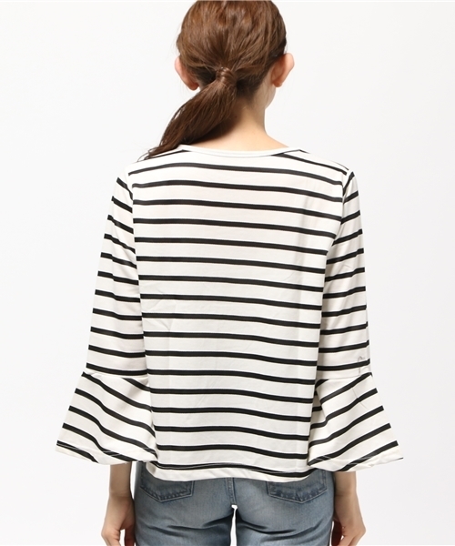 coca(coca)(コカ)の「ボーダー&無地袖フレアカットソー(Tシャツ/カットソー・レディース・ホワイト×ブラック/ホワイト/ブラック×ホワイト/ブラック・ONE SIZE)」の19枚目の写真