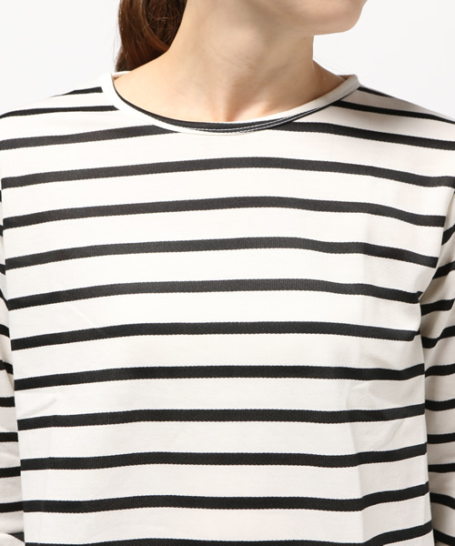 coca(coca)(コカ)の「ボーダー&無地袖フレアカットソー(Tシャツ/カットソー・レディース・ホワイト×ブラック/ホワイト/ブラック×ホワイト/ブラック・ONE SIZE)」の7枚目の写真