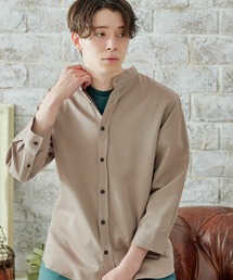 MONO-MART | T/R ストレッチ バンドカラーシャツ(3/4 sleeve)(シャツ/ブラウス)