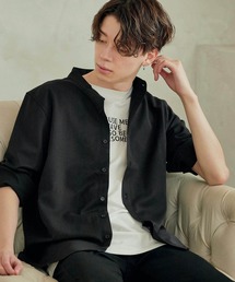 T/R ストレッチ バンドカラーシャツ(3/4 sleeve)