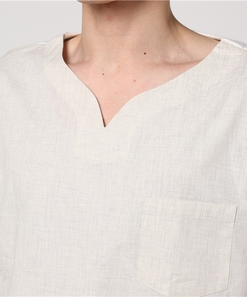rovtski（ロフトスキー）の「オーガビッツ切替キーネックＴシャツ７分袖/3S16110200（Tシャツ/カットソー・メンズ・ホワイト系その他/アイボリー/ベージュ・MEDIUM/LARGE）」の6枚目の写真