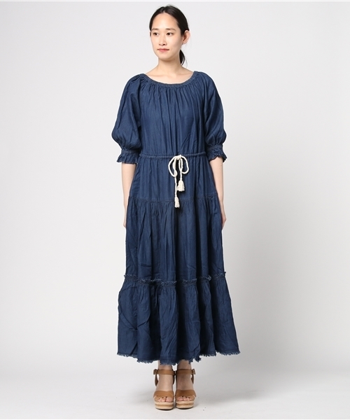 RODEO CROWNS WIDE BOWL（ロデオクラウンズワイドボウル）の「デニム マキシ ワンピース（ワンピース・レディース・ダークブルー/ライトブルー・FREE）」の10枚目の写真