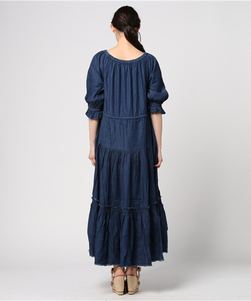 RODEO CROWNS WIDE BOWL（ロデオクラウンズワイドボウル）の「デニム マキシ ワンピース（ワンピース・レディース・ダークブルー/ライトブルー・FREE）」の5枚目の写真