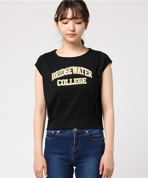 Khaju（カージュ）の「Khaju:ロゴフレンチスリーブTEE（Tシャツ/カットソー・レディース・ブラック/オフホワイト・ONE SIZE）」の3枚目の写真