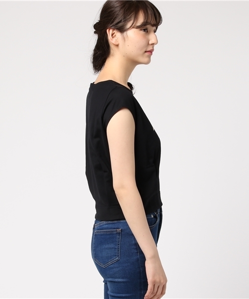 Khaju（カージュ）の「Khaju:ロゴフレンチスリーブTEE（Tシャツ/カットソー・レディース・ブラック/オフホワイト・ONE SIZE）」の4枚目の写真