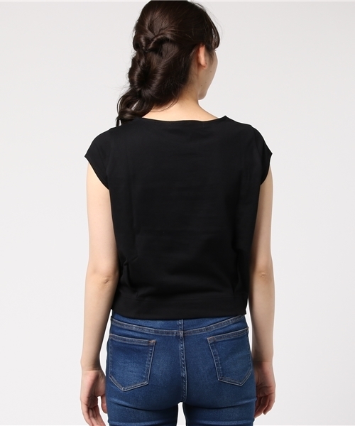 Khaju（カージュ）の「Khaju:ロゴフレンチスリーブTEE（Tシャツ/カットソー・レディース・ブラック/オフホワイト・ONE SIZE）」の5枚目の写真