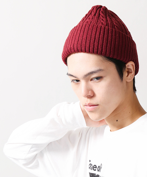 WEGO（ウィゴー）の「WEGO/ケーブルニットキャップ（ニットキャップ/ビーニー・メンズ・ワイン/杢グレー/ピンク/マスタード/ブラック/イエロー/ライトピンク・FREE）」の17枚目の写真