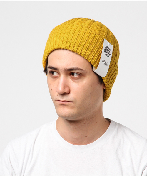 WEGO（ウィゴー）の「WEGO/ケーブルニットキャップ（ニットキャップ/ビーニー・メンズ・ワイン/杢グレー/ピンク/マスタード/ブラック/イエロー/ライトピンク・FREE）」の13枚目の写真