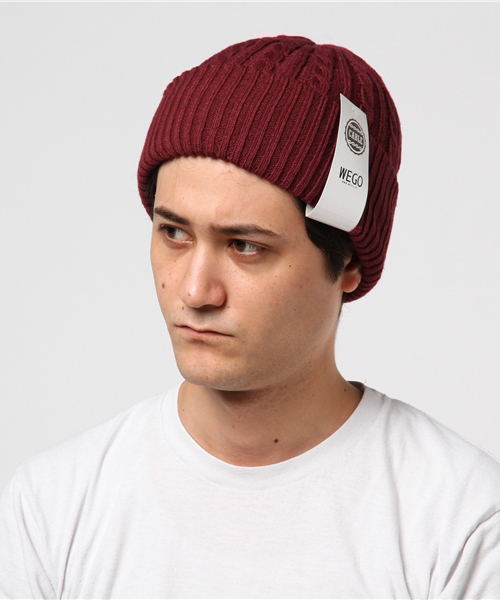 WEGO（ウィゴー）の「WEGO/ケーブルニットキャップ（ニットキャップ/ビーニー・メンズ・ワイン/杢グレー/ピンク/マスタード/ブラック/イエロー/ライトピンク・FREE）」の11枚目の写真