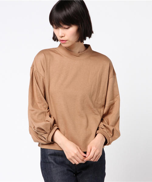 earth music&ecology(アースミュージックアンドエコロジー)の「・ハイネックビッグスリーブプルオーバー(Tシャツ/カットソー・レディース・ライトグレー/ブラック/ライトベージュ/ブラウン/ブルーグリーン/ピンクベージュ・FREE)」の4枚目の写真