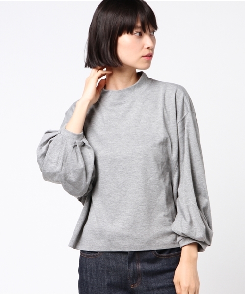 earth music&ecology(アースミュージックアンドエコロジー)の「・ハイネックビッグスリーブプルオーバー(Tシャツ/カットソー・レディース・ライトグレー/ブラック/ライトベージュ/ブラウン/ブルーグリーン/ピンクベージュ・FREE)」の1枚目の写真