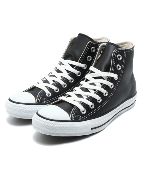 CONVERSE（コンバース）の「CONVERSE コンバース レザー オールスター ハイ / LEA ALL STAR HI 32044990（スニーカー・メンズ・ホワイト/ブラック/ブラック×ブラック・27.0cm/28.0cm/25.0cm/26.0cm/27.5cm/26.5cm/23.0cm/24.0cm/25.5cm/23.5cm/24.5cm/22.5cm/22.0cm）」の2枚目の写真