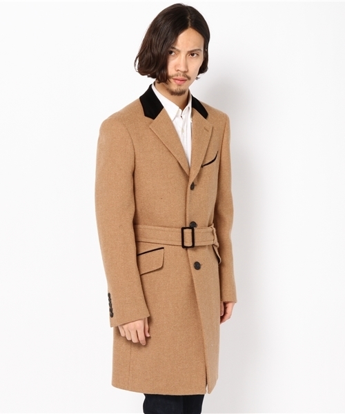 MEN’S BIGI ツイード チェスターコート ヘリンボーン ブラウン美品 MEN'S BIGI（メンズビギ）の「ハリスツイード チェスターコート
