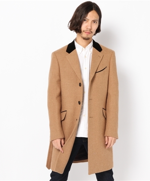 【美品】ハリスツイード チェスターコート ステンカラーコート　ロングコート　M ハリスツイード Harris Tweed チェスターコート メンズ 秋冬