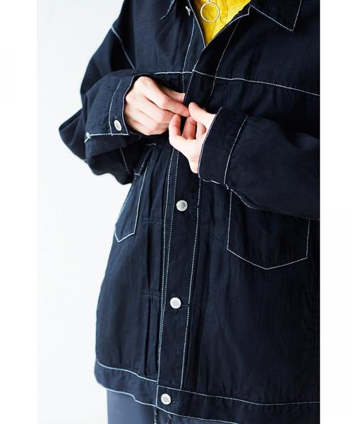 MONKEY TIME（モンキータイム）の「＜monkey time＞ TWILL OVER SIZED TRUCKER JACKET/トラッカージャケット ◆（デニムジャケット・メンズ・ブラック/ライラック・X-LARGE/SMALL/MEDIUM/LARGE）」の9枚目の写真