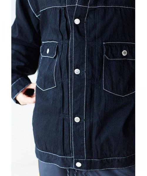 MONKEY TIME（モンキータイム）の「＜monkey time＞ TWILL OVER SIZED TRUCKER JACKET/トラッカージャケット ◆（デニムジャケット・メンズ・ブラック/ライラック・X-LARGE/SMALL/MEDIUM/LARGE）」の10枚目の写真