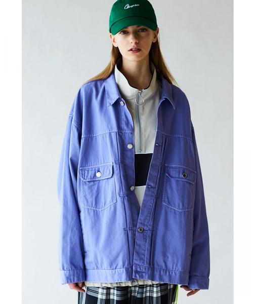 MONKEY TIME（モンキータイム）の「＜monkey time＞ TWILL OVER SIZED TRUCKER JACKET/トラッカージャケット ◆（デニムジャケット・メンズ・ブラック/ライラック・X-LARGE/SMALL/MEDIUM/LARGE）」の5枚目の写真