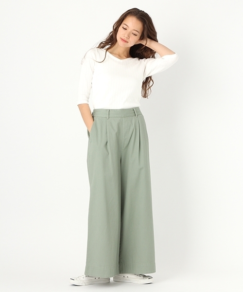 niko and...(ニコアンド)の「オリジナルハリヌキ7分袖2WAYプルオーバー(Tシャツ/カットソー・レディース・オフホワイト/ラベンダー/ブラック/ピンク/ライトグリーン・MEDIUM/LARGE)」の9枚目の写真