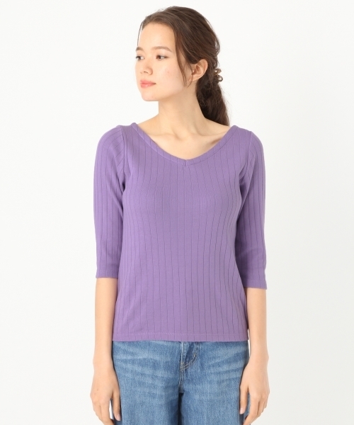 niko and...(ニコアンド)の「オリジナルハリヌキ7分袖2WAYプルオーバー(Tシャツ/カットソー・レディース・オフホワイト/ラベンダー/ブラック/ピンク/ライトグリーン・MEDIUM/LARGE)」の14枚目の写真