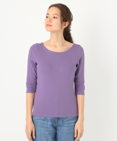 niko and...(ニコアンド)の「オリジナルハリヌキ7分袖2WAYプルオーバー(Tシャツ/カットソー・レディース・オフホワイト/ラベンダー/ブラック/ピンク/ライトグリーン・MEDIUM/LARGE)」の6枚目の写真