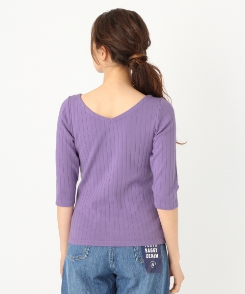 niko and...(ニコアンド)の「オリジナルハリヌキ7分袖2WAYプルオーバー(Tシャツ/カットソー・レディース・オフホワイト/ラベンダー/ブラック/ピンク/ライトグリーン・MEDIUM/LARGE)」の7枚目の写真