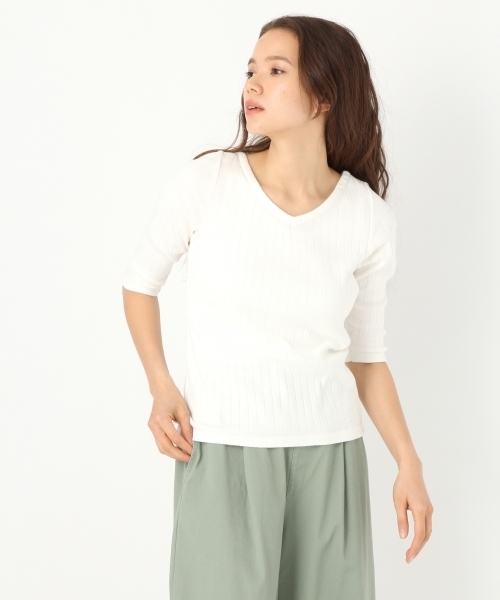 niko and...(ニコアンド)の「オリジナルハリヌキ7分袖2WAYプルオーバー(Tシャツ/カットソー・レディース・オフホワイト/ラベンダー/ブラック/ピンク/ライトグリーン・MEDIUM/LARGE)」の21枚目の写真