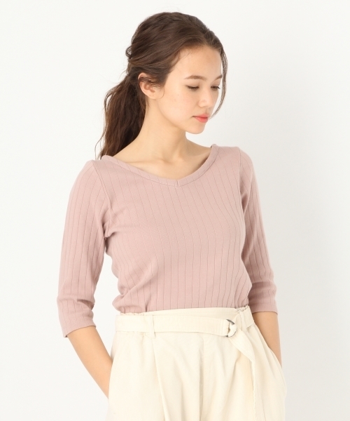 niko and...(ニコアンド)の「オリジナルハリヌキ7分袖2WAYプルオーバー(Tシャツ/カットソー・レディース・オフホワイト/ラベンダー/ブラック/ピンク/ライトグリーン・MEDIUM/LARGE)」の22枚目の写真