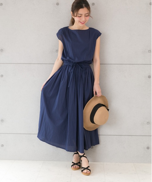 PREFERIR（プレフェリール）の「ロングフレンチスリーブワンピース【フジテレビ・グッディ番組着用】（ワンピース・レディース・ブラウン/カーキ/ブルー/ネイビー・MEDIUM）」の4枚目の写真